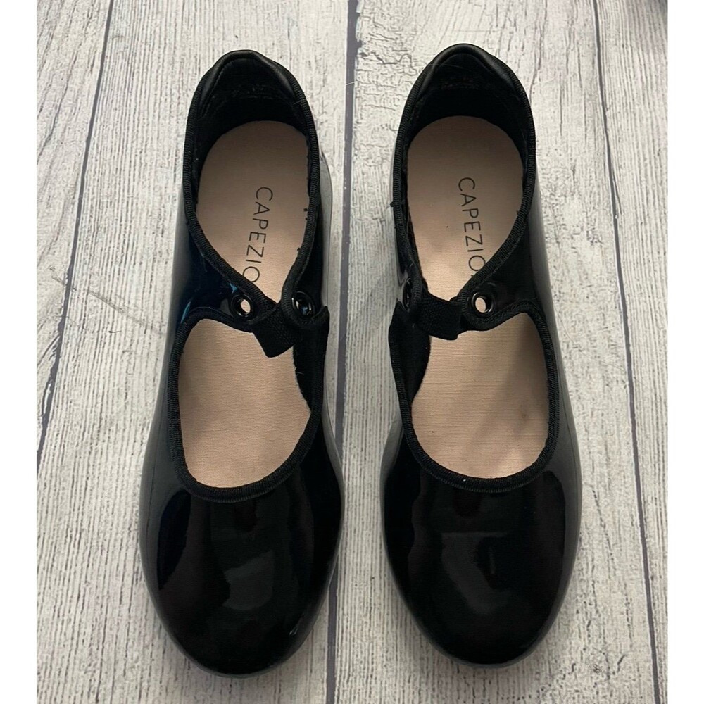 Black Capezio Girl Toddler Tap Dance Dancing Shoes, Size Youth 1 Wide